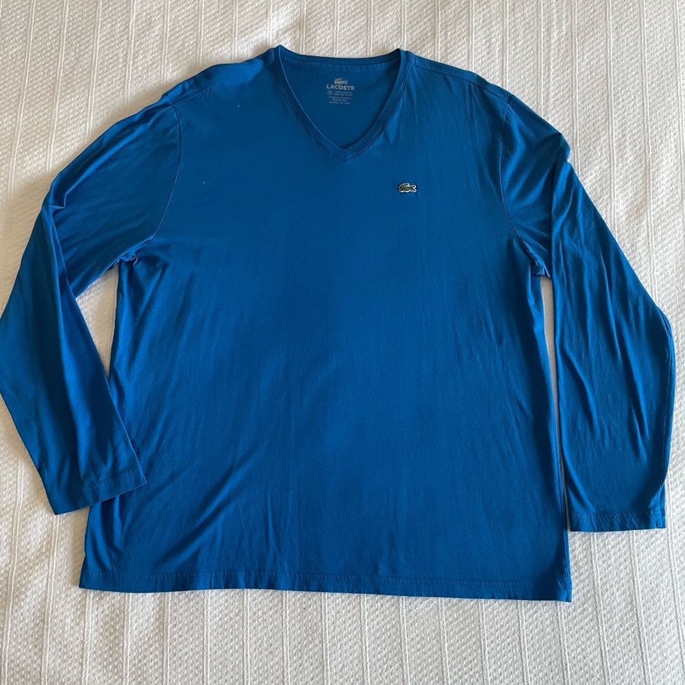 LACOSTE Men’s Long Sleeve V Neck T-Shirt, Royal blue